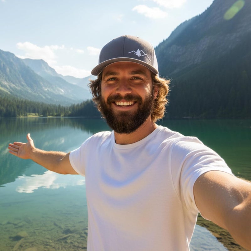 Lindo Trucker Hat [ Great Outdoors Design ] for Men and Women: Mid Profile Cap with Breathable Mesh Back and Adjustable Snap - Image 3